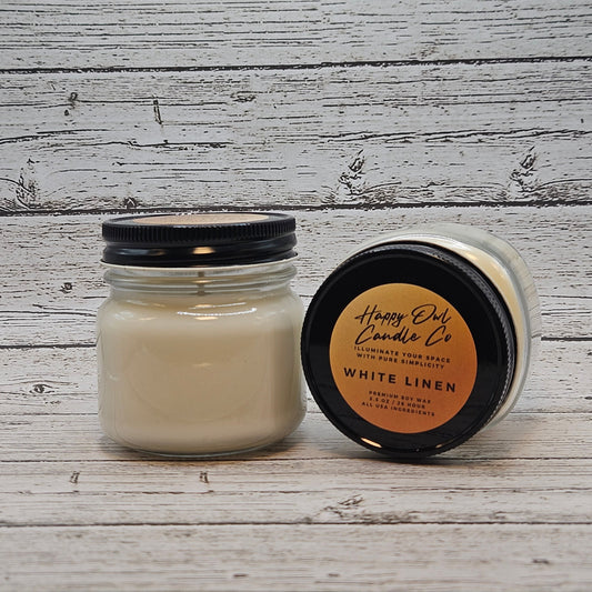 White Linen 100% Soy Candle 5.5 oz. Small Batch | USA Ingredients
