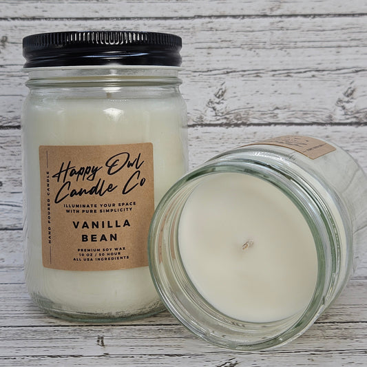 Vanilla Bean 100% Soy Candle 10 oz. Small Batch | USA Ingredients