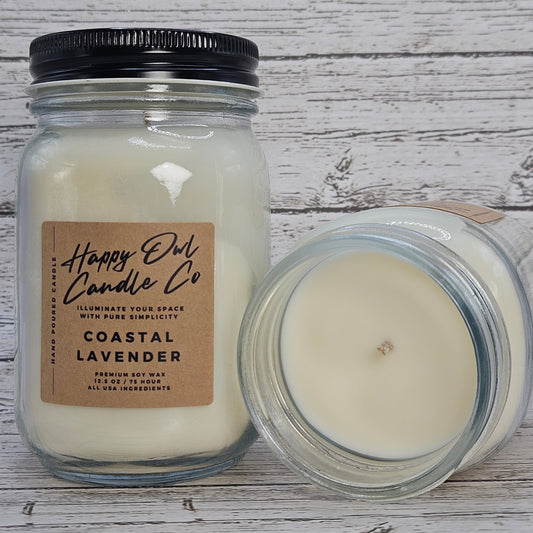 Coastal Lavender 100% Soy Candle 12.5 oz. Small Batch | USA Ingredients