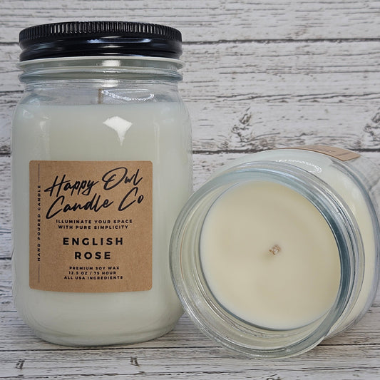 English Rose 100% Soy Candle 12.5 oz. Small Batch | USA Ingredients
