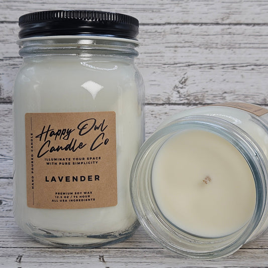 Classic Lavender 100% Soy Candle 12.5 oz. Small Batch | USA Ingredients